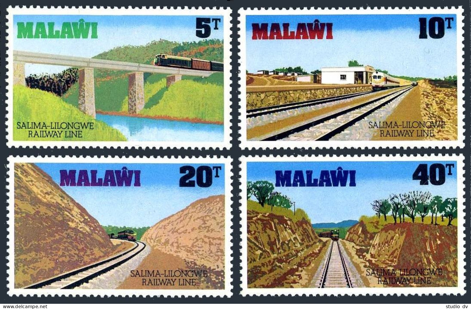 Malawi 346-349, 349a, MNH. Mi 324-327, Bl.55. Salima-Liongwe Railroad. Bridge. - Malawi (1964-...)