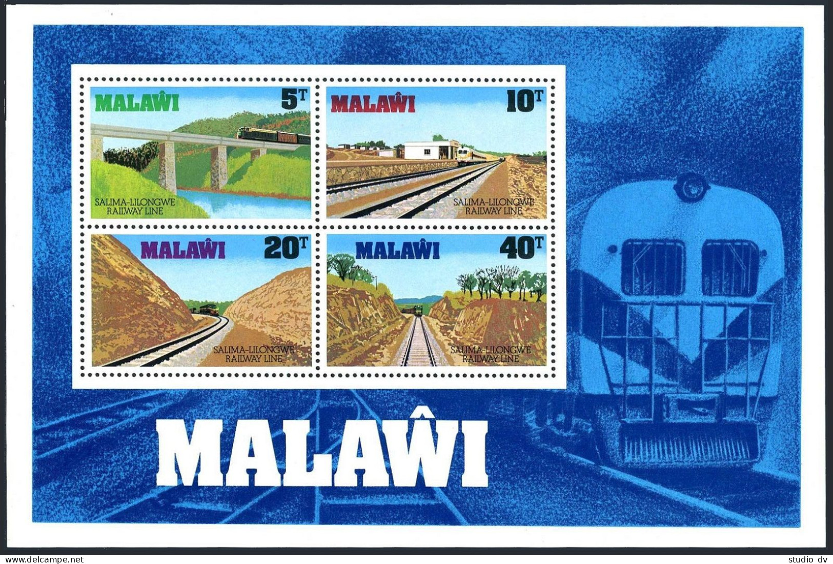 Malawi 346-349, 349a, MNH. Mi 324-327, Bl.55. Salima-Liongwe Railroad. Bridge. - Malawi (1964-...)