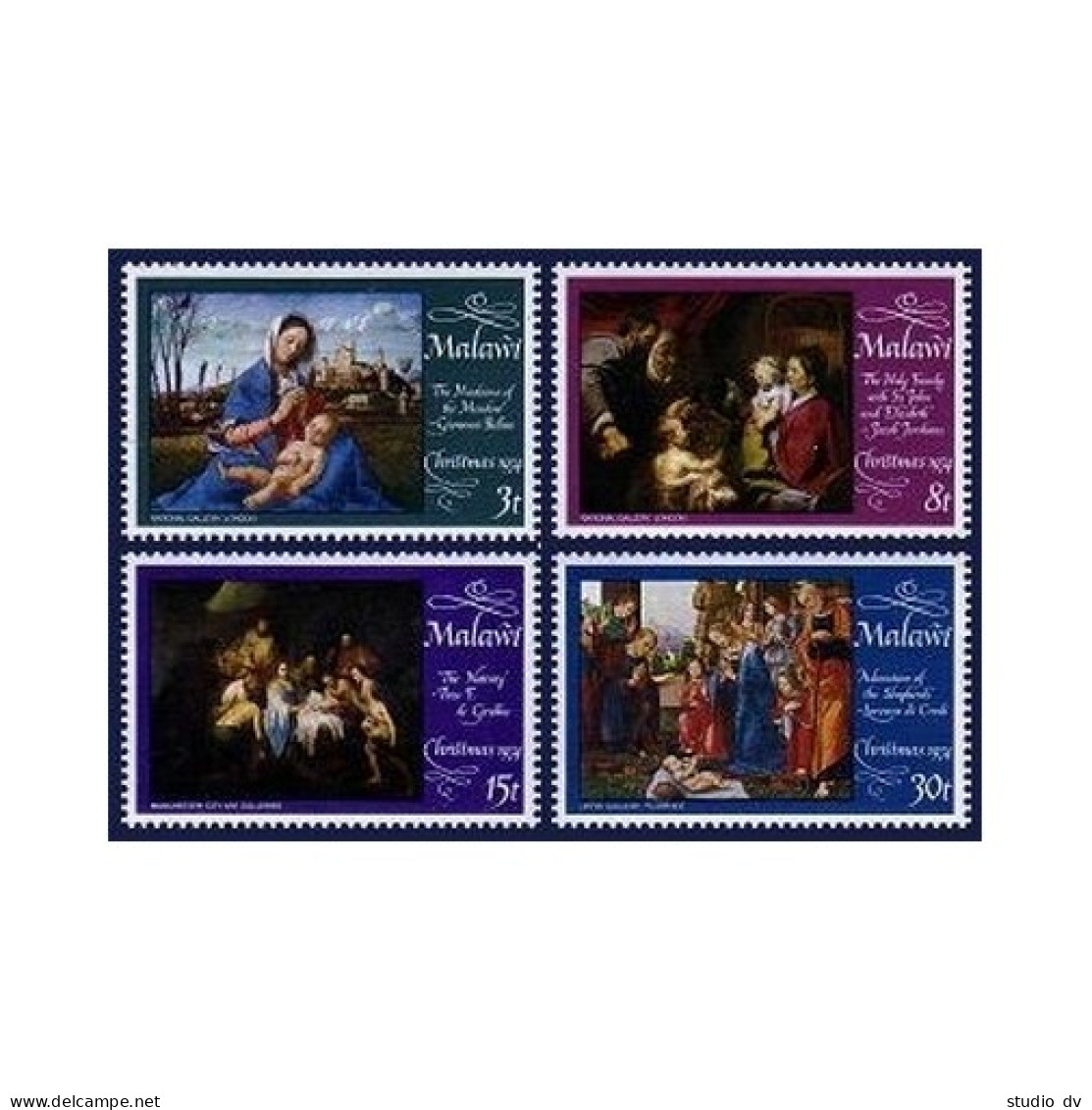 Malawi 229-232,232a, MNH. Mi 224-227,Bl.38. Christmas 1974. Bellini, Jordaens, - Malawi (1964-...)