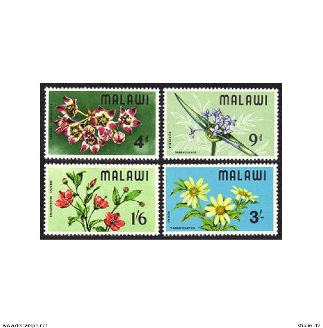 Malawi 83-86,86a,MNH.Michel 80-83,Bl.10. Wild Flowers 1968.Calotropis Procera, - Malawi (1964-...)