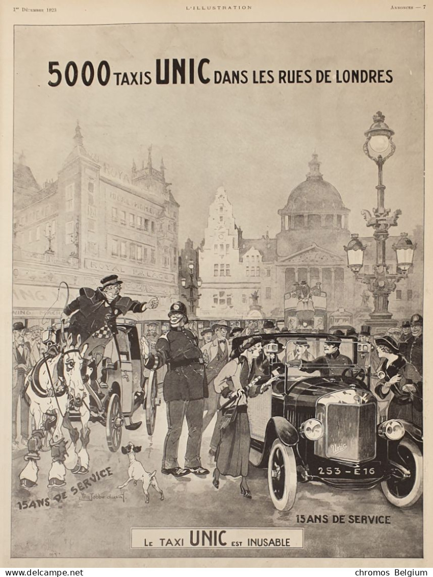Vintage Reclame Advertentie Automerk Taxi Unic 1923  Affiche Publicitaire - Werbung