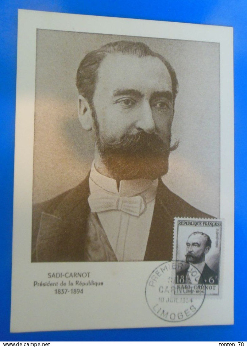 CARTE MAXIMUM DE FRANCE DE SADI-CARNOT 1954 - 1950-1959
