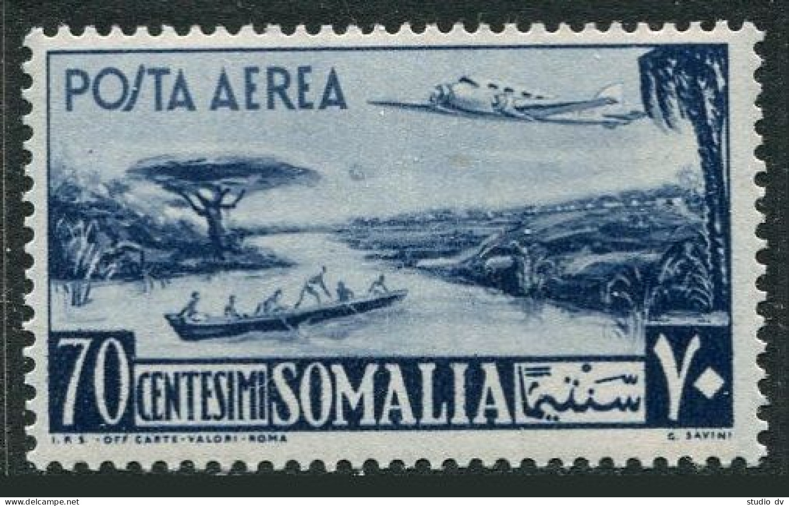 Somalia C20,lightly Hinged.Michel 258. Air Post 1950. River, Vessels, Airplane. - Mali (1959-...)
