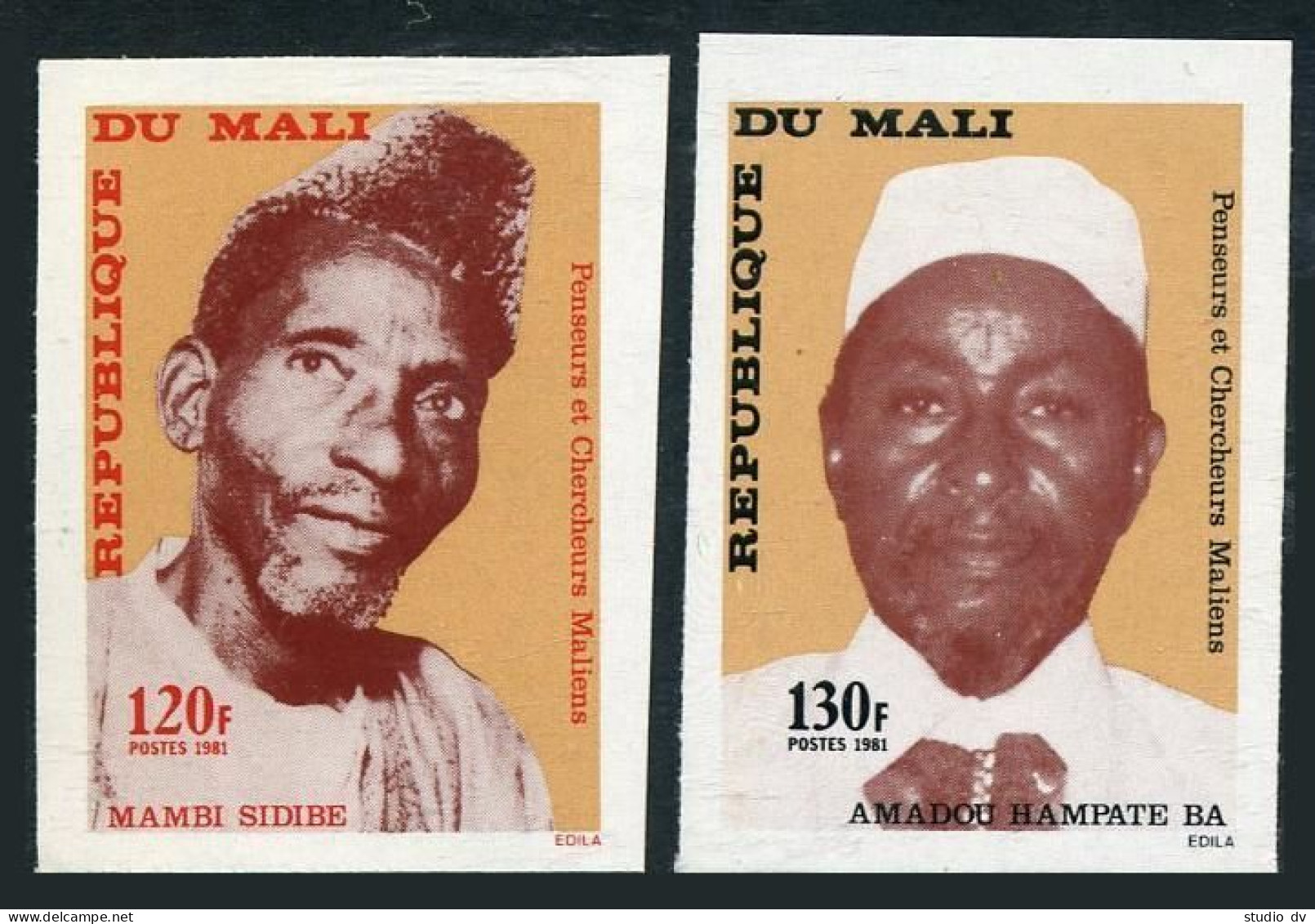 Mali 407-408 Imp,MNH.Mi 829B-830B. Philosophers,1981.Mambi Sidibe,Amadou Hampate - Mali (1959-...)