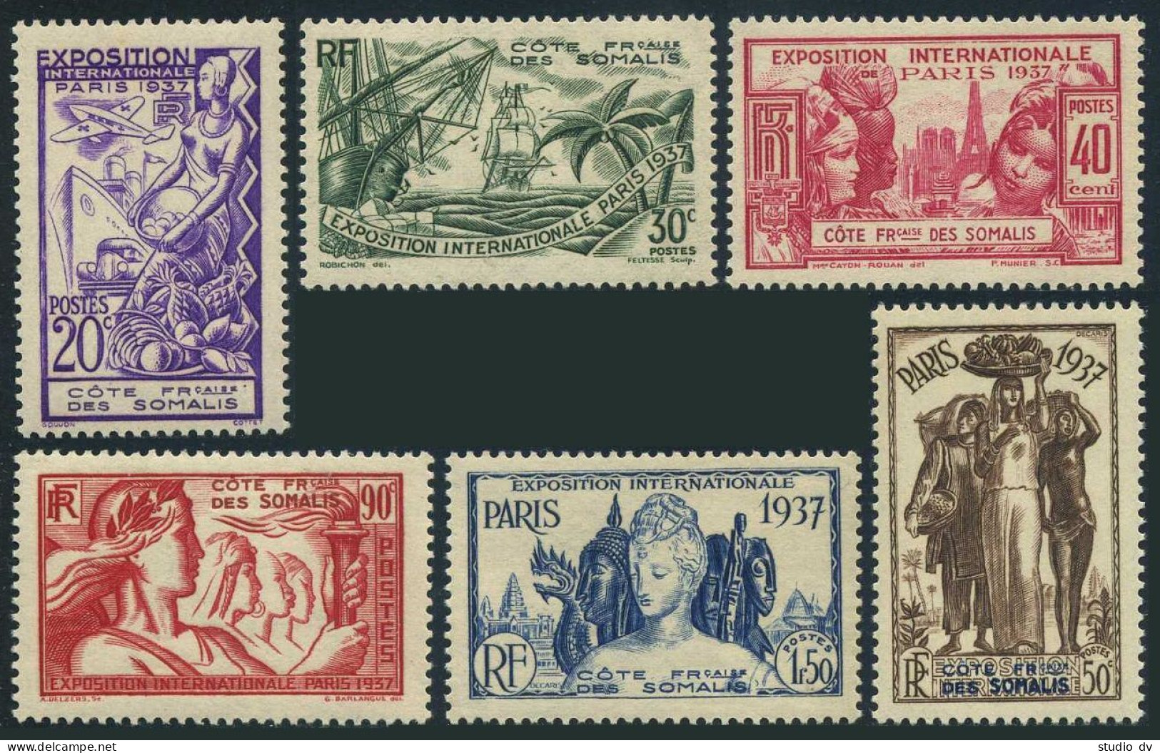 Fr Somali Coast 139-144, MNH. Paris-1937 Colonial Art EXPO. Colonial Resources, - Mali (1959-...)