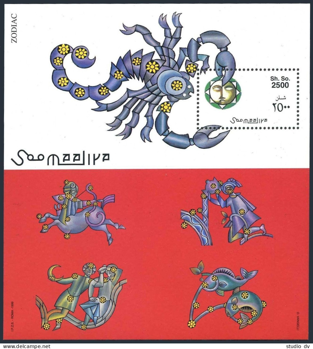 Somalia Michel 776-787, 788 Bl.63, MNH. Zodiac Sings, 1999. - Malí (1959-...)