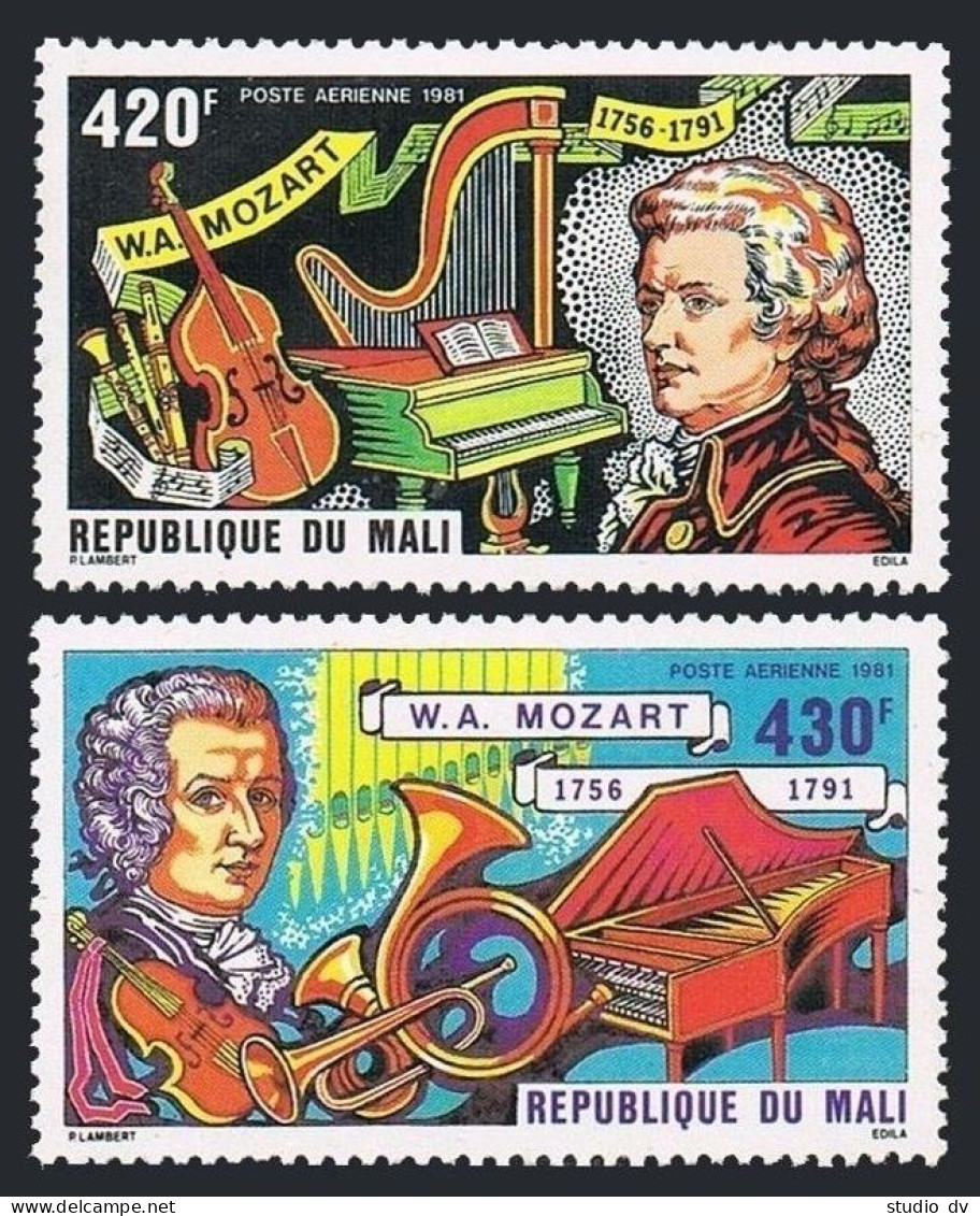Mali C417-C418, MNH. Michel 847-848. Wolfgang Amadeus Mozart, 1756-1791. 1981. - Mali (1959-...)