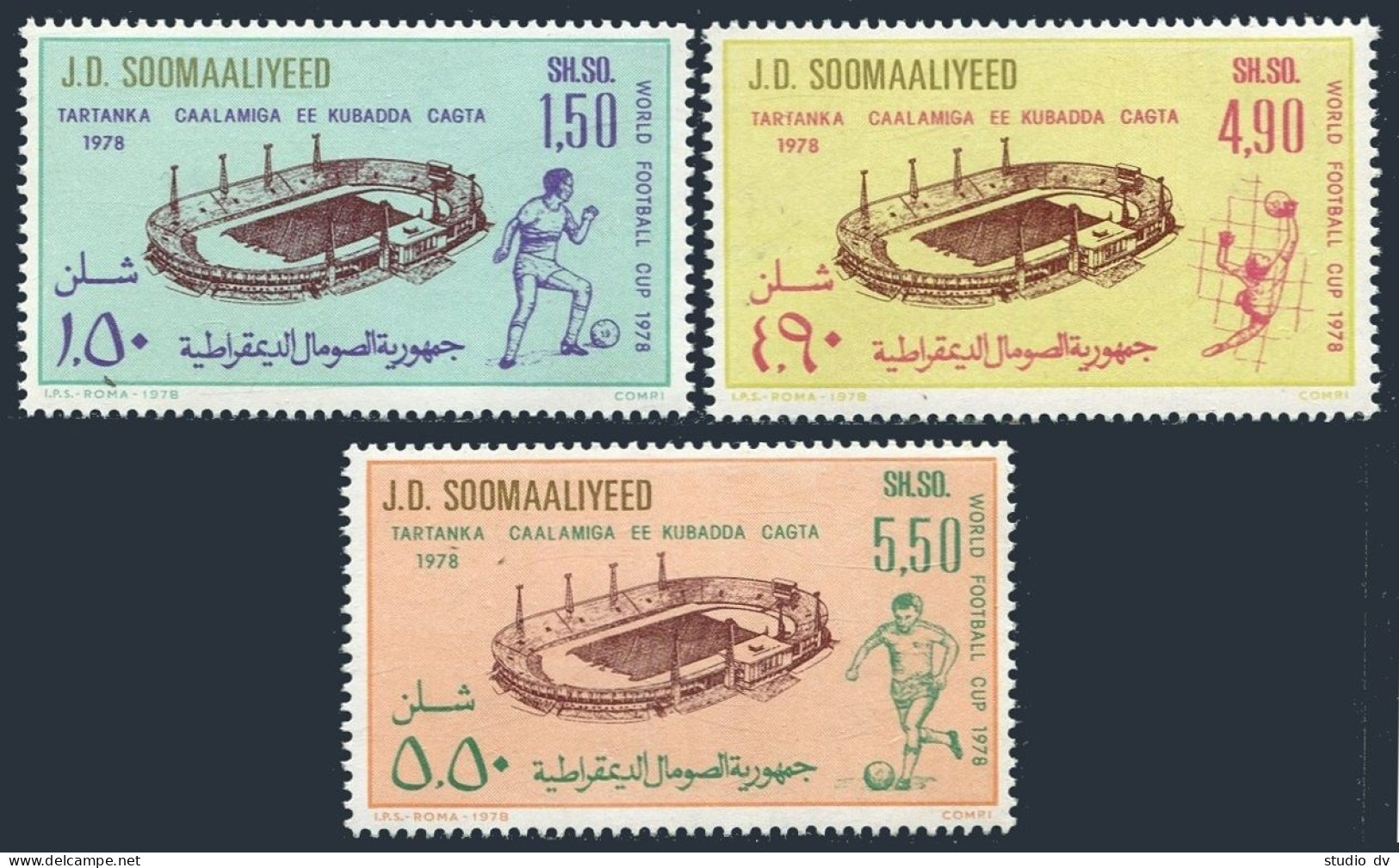 Somalia 456-458,MNH.Michel 263-265. World Soccer Cup Argentina-1978.Stadium,Map. - Mali (1959-...)