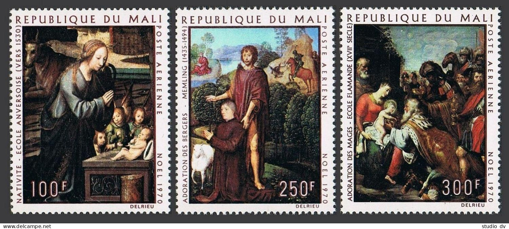 Mali C110-C112, MNH. Mi 252-254. Christmas 1970. Antwerp School, Hans Memling,  - Mali (1959-...)