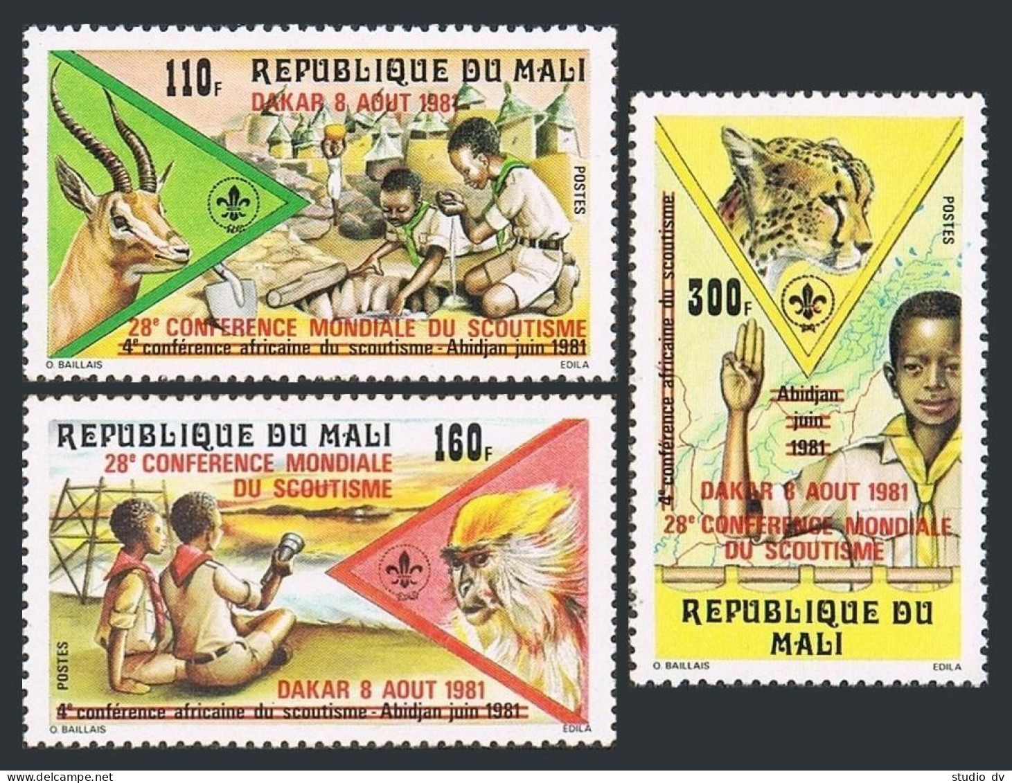 Mali 429-432,432, MNH. Mi 868-870, Bl.17. World Scouting 1981. Lord Baden-Powell - Mali (1959-...)