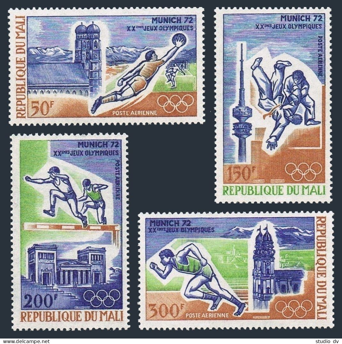 Mali C147-C150,C150a, MNH. Mi 316-319,Bl.6. Olympics Munich-1972: Soccer, Judo, - Mali (1959-...)