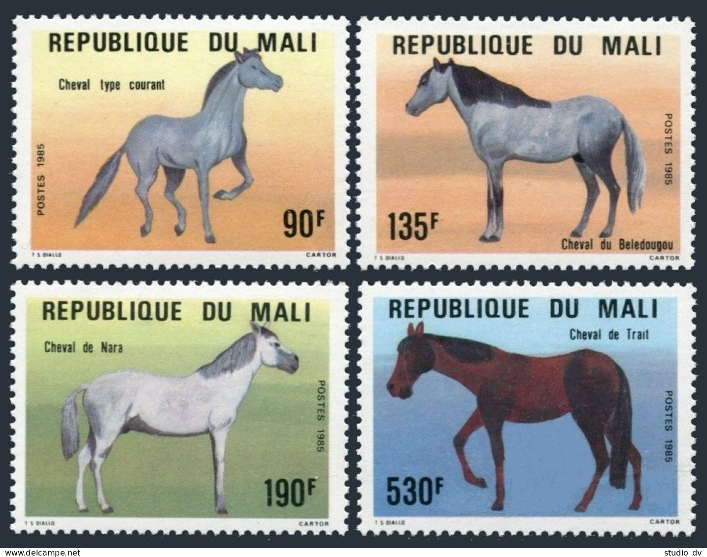 Mali 512-515, MNH. Michel 1034-1037. Mali Horses, 1985. - Mali (1959-...)