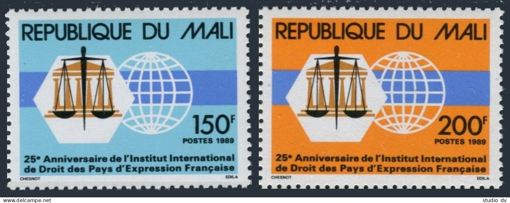 Mali 563-564, MNH. Mi 1123-1124. Law Institute, French-speaking Nations, 1989. - Mali (1959-...)