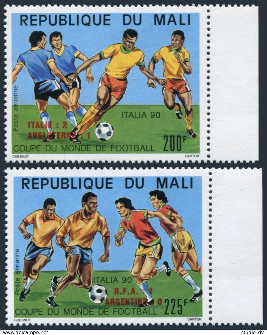 Mali C555-C556,C557,MNH.Michel 1133-1134,Bl.29. Soccer Cup Italy-1990.Winners. - Mali (1959-...)