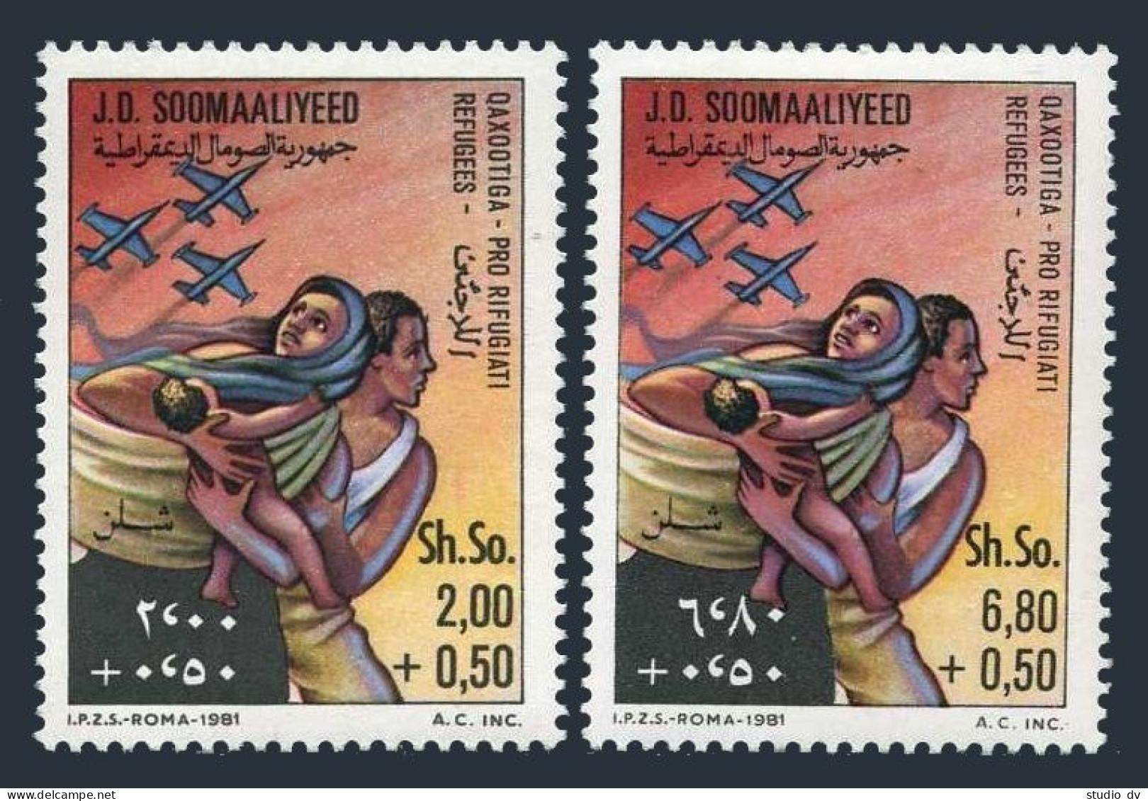 Somalia B59-B60, MNH. Michel 307-308. Refugees 1981. Airplanes. - Mali (1959-...)