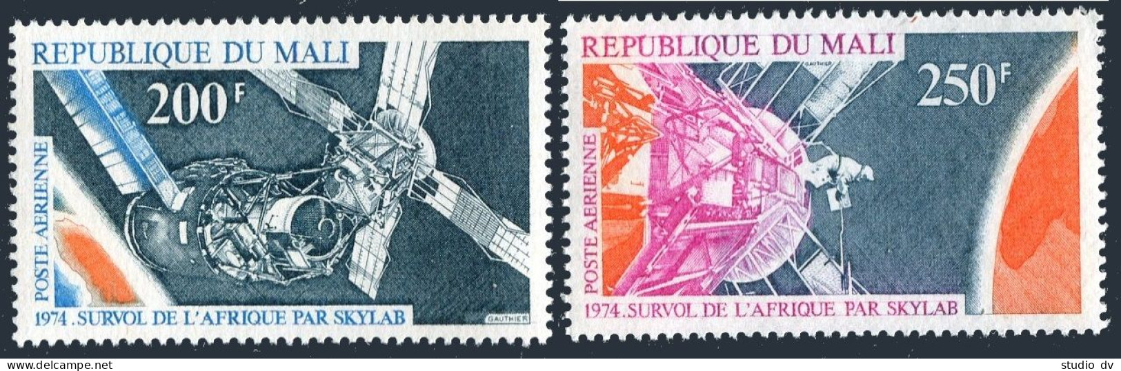 Mali C220-C221, MNH. Mi 440-441. Skylab, 1974. Docking In Space, Over Africa. - Mali (1959-...)