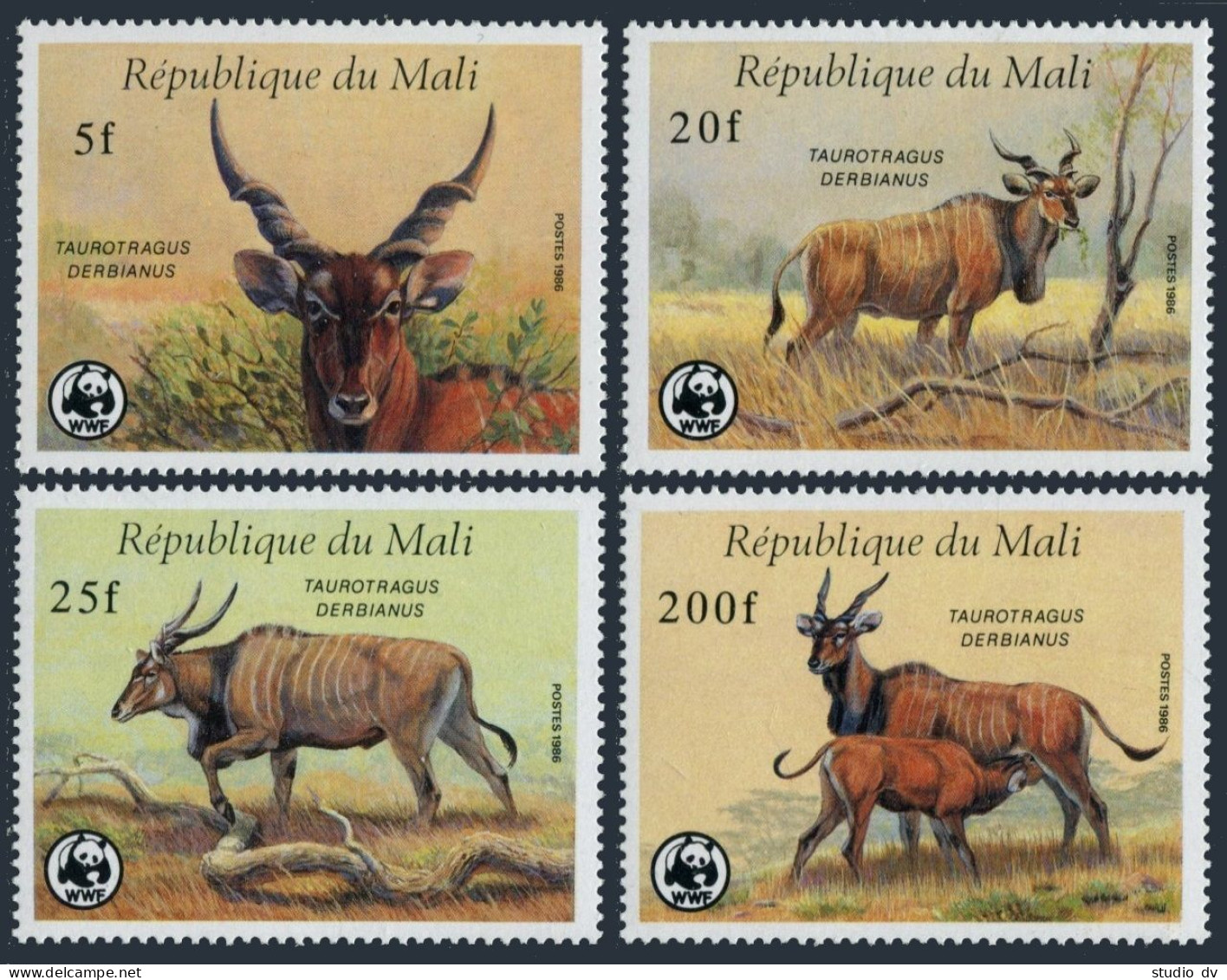 Mali 542-545, MNH. Mi 1078-1081. World Wildlife Fund WWF-1986. Derby's Eland. - Mali (1959-...)