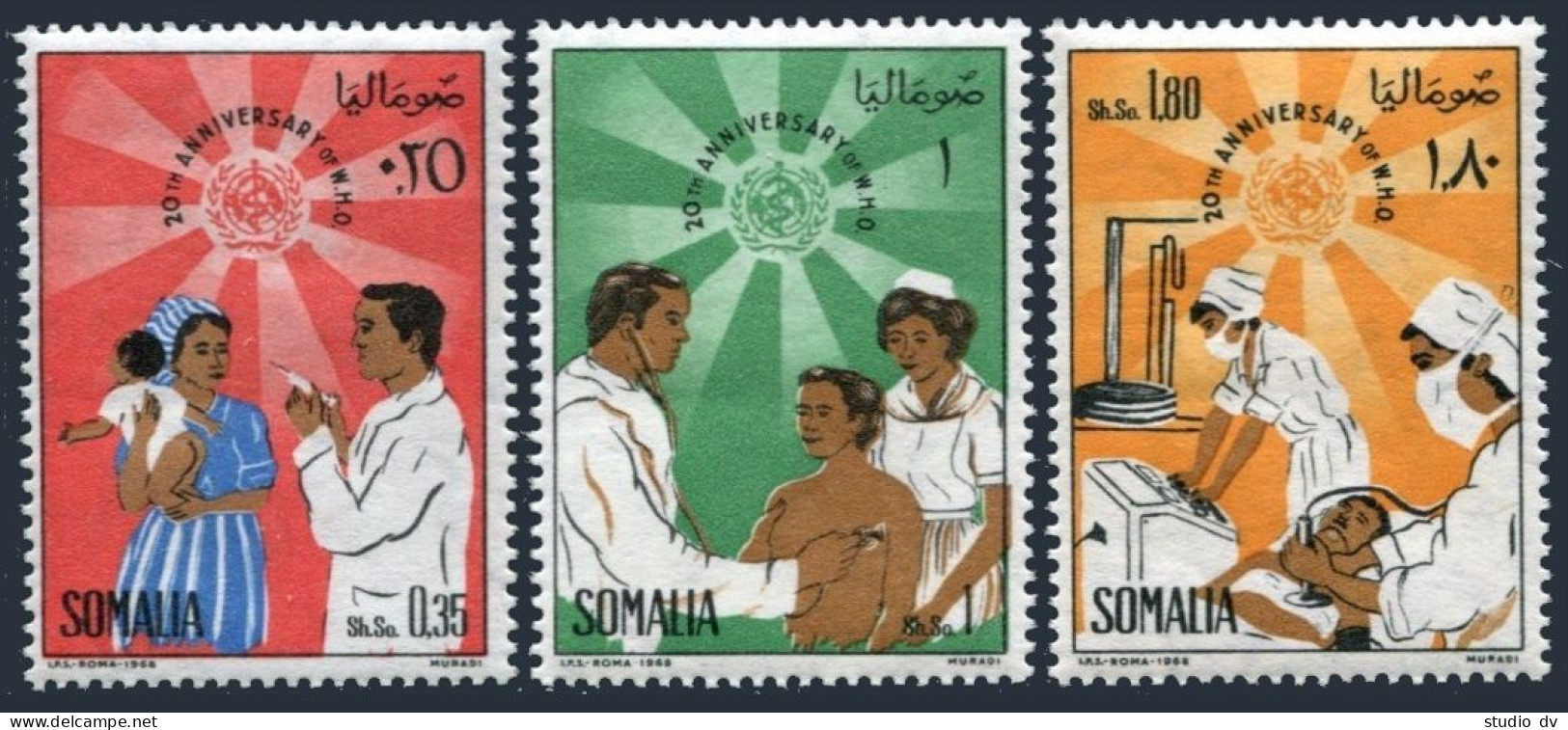 Somalia 320-322, MNH. Michel 118-120. WHO, 20th Ann. 1968. - Mali (1959-...)