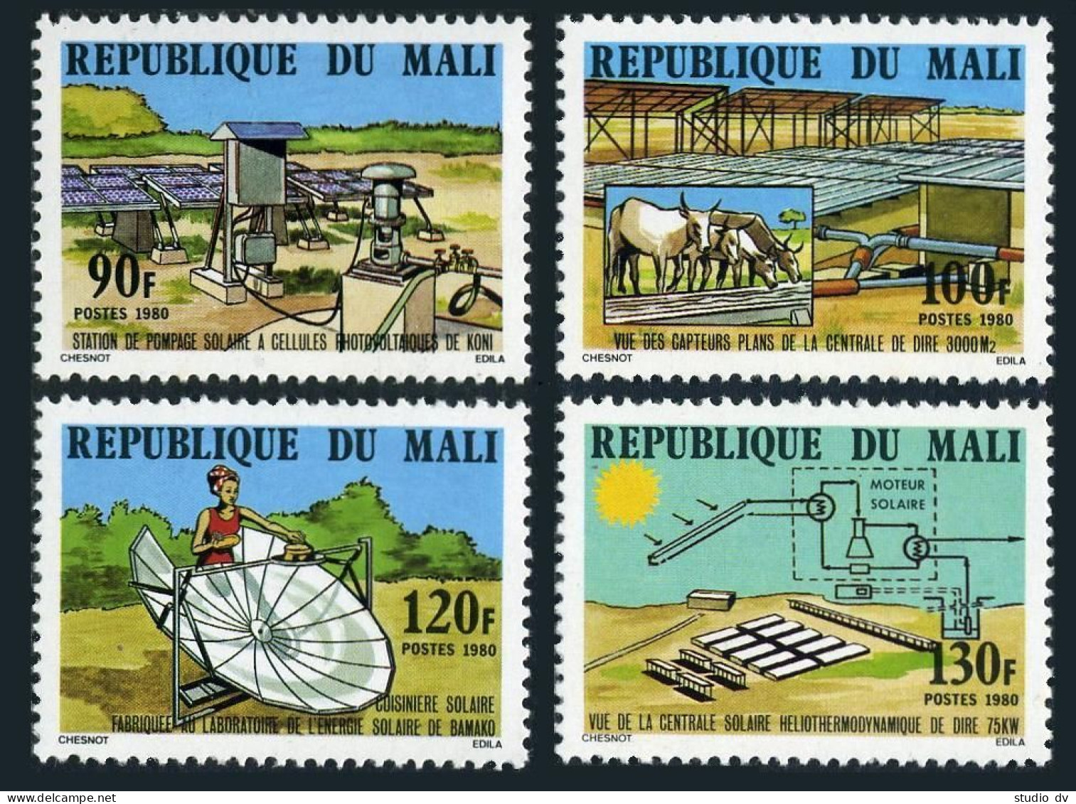 Mali 363-366, MNH. Michel 758-761. Solar Energy Utilization, 1980. Farm Animals. - Mali (1959-...)