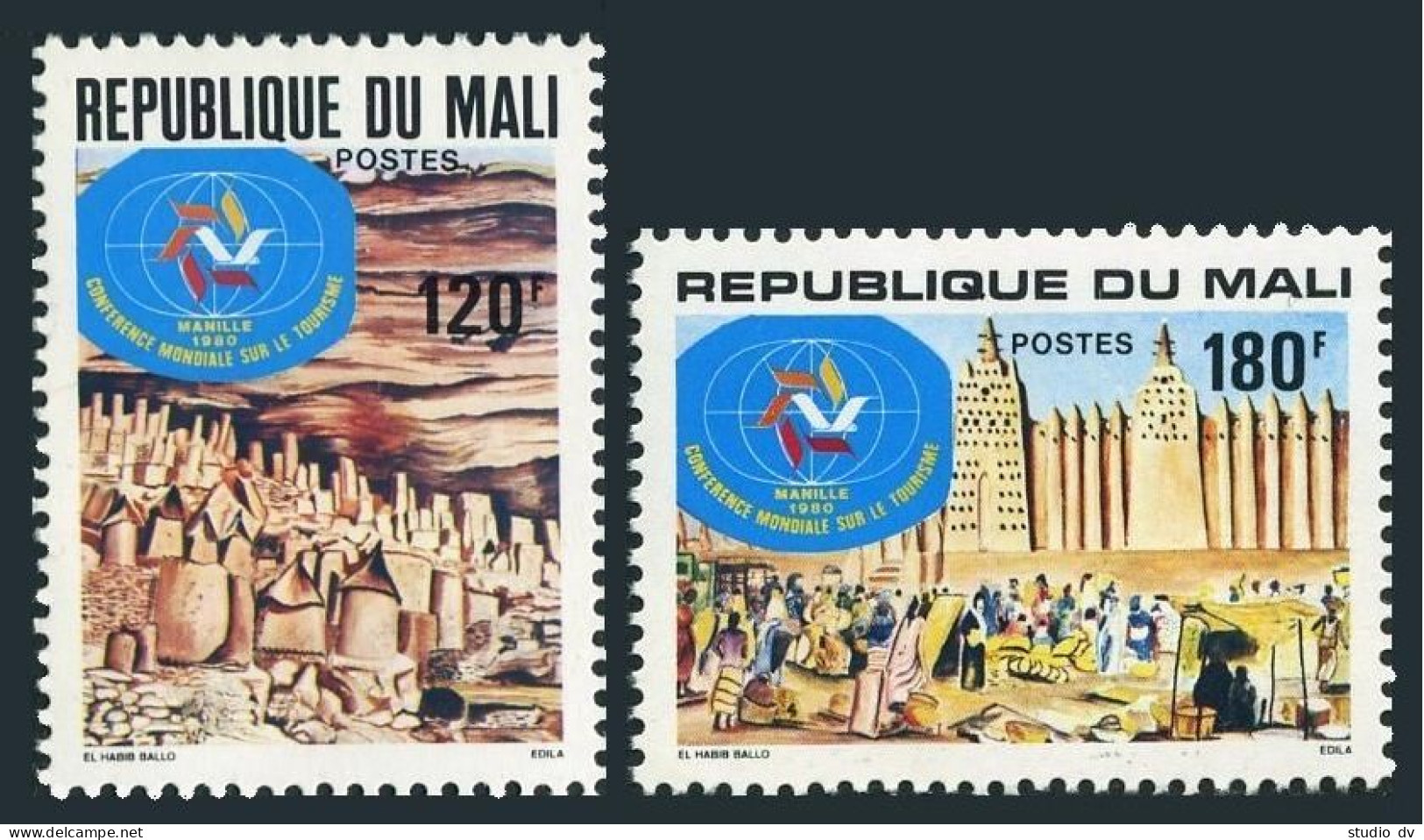 Mali 386-387, MNH. Michel 797-798. World Tourism Conference 1980. Market. - Mali (1959-...)
