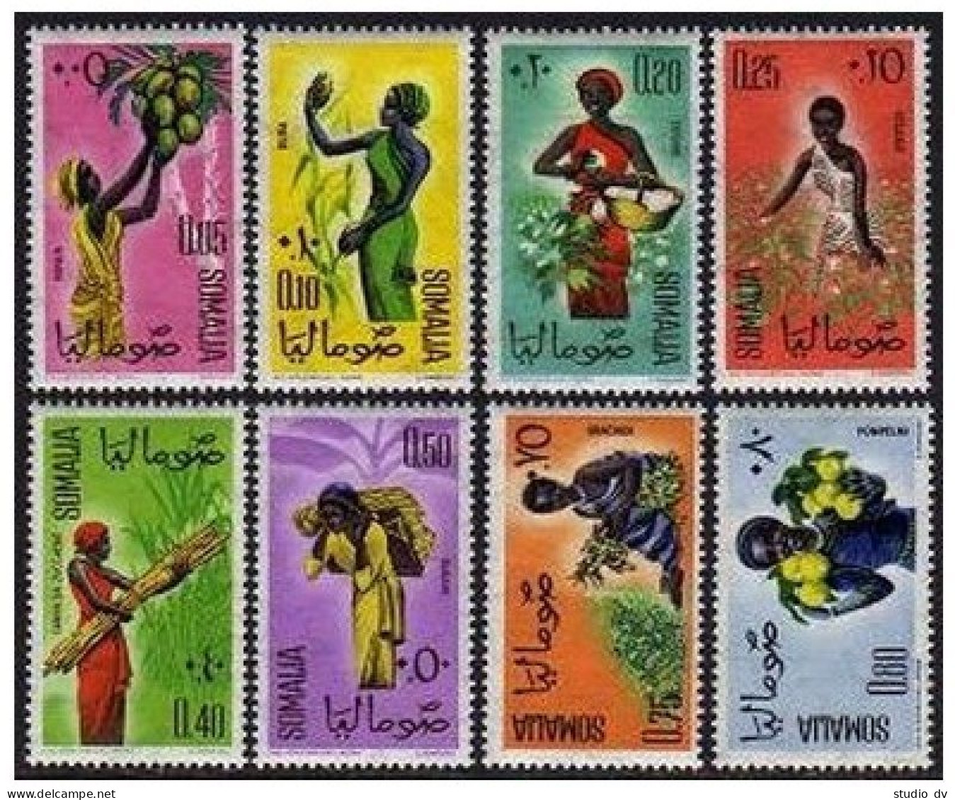 Somalia 250-257, MNH. Michel 16-23. Girl Harvesting, Fruits, Cotton, 1961. - Mali (1959-...)
