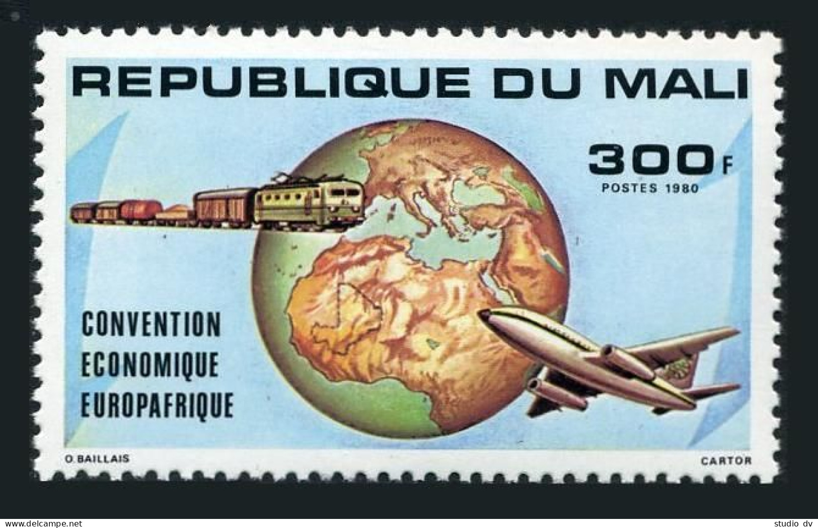 Mali 396, MNH. Michel 808. EUROPAFRICA 1980. Globe, Train, Plane. - Mali (1959-...)