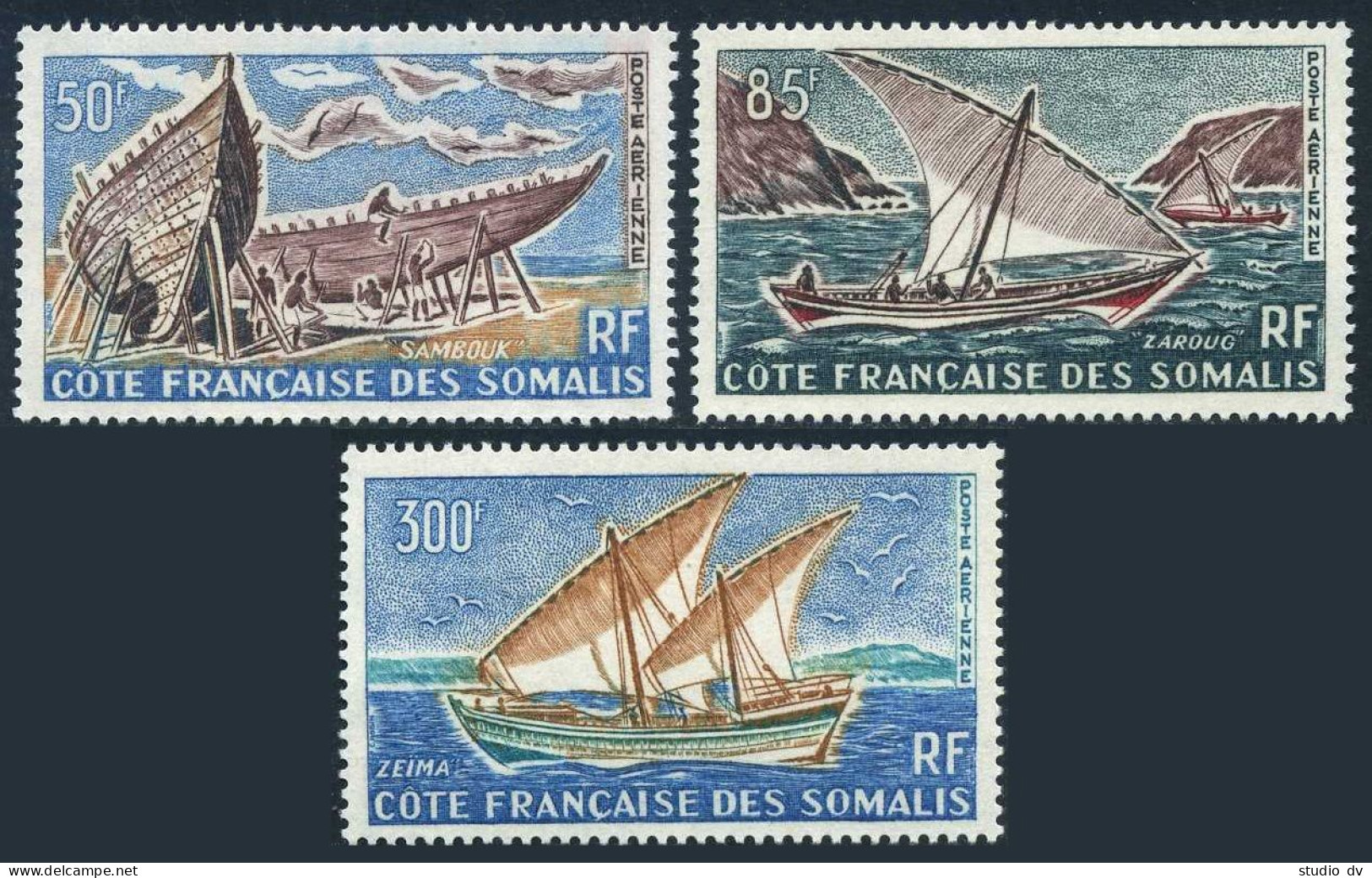 Fr Somali Coast C32-C34, MNH. Mi 361,363-364. Boats 1964. Sambouk, Zaroug,Zeima. - Mali (1959-...)