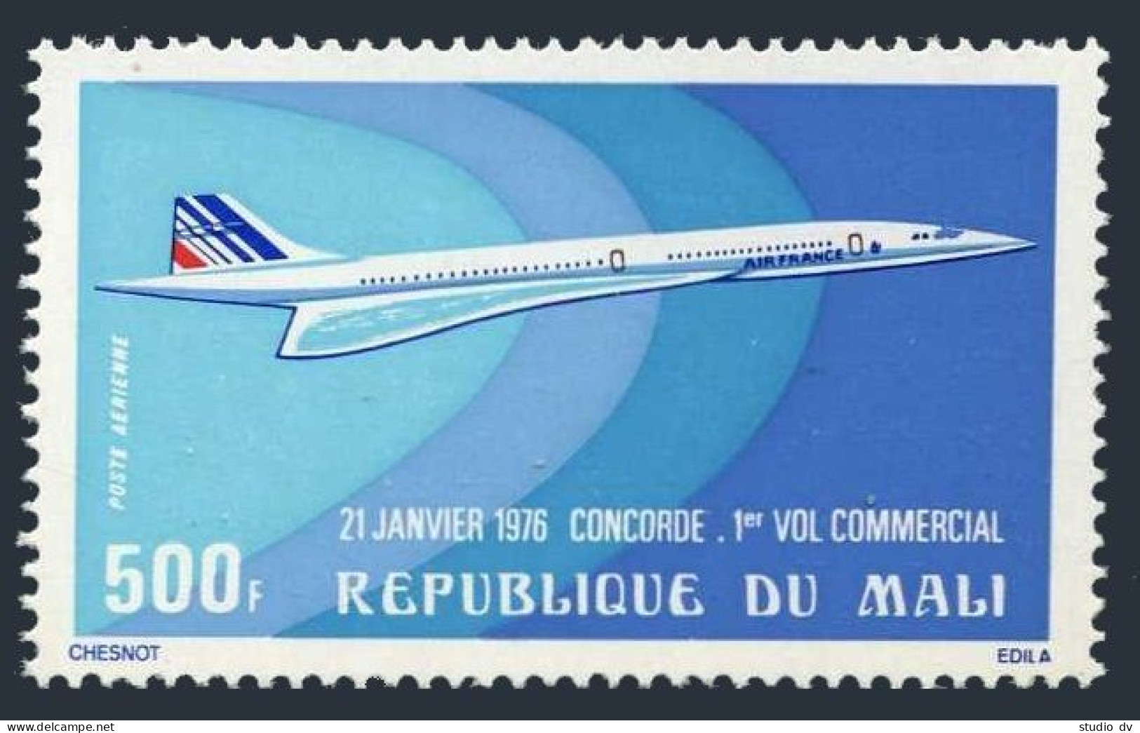 Mali C270, MNH. Michel 518. Concorde, 1st Commercial Flight, 1976. - Mali (1959-...)