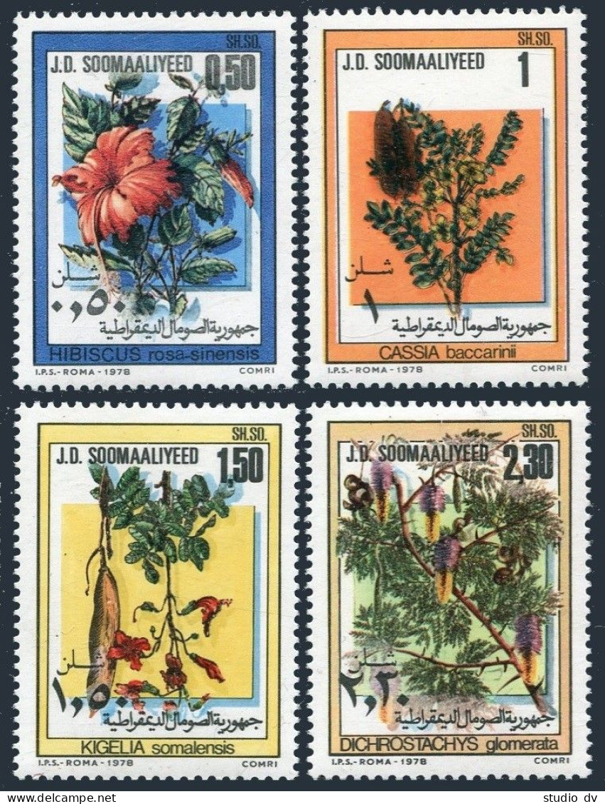 Somalia 463-466,466a Sheet,MNH.Michel 270-273,Bl.7. Flowers 1978.Hibiscus,Cassia - Mali (1959-...)