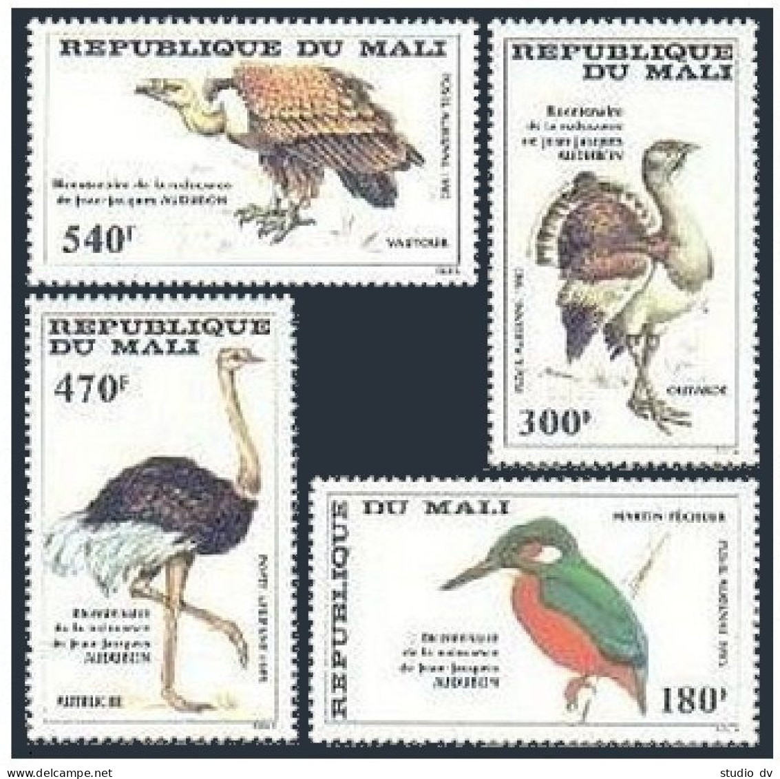 Mali C512-C515, MNH. Michel 1046-1049. Audubon's Birds,1985. Kingfisher,Bustard, - Mali (1959-...)
