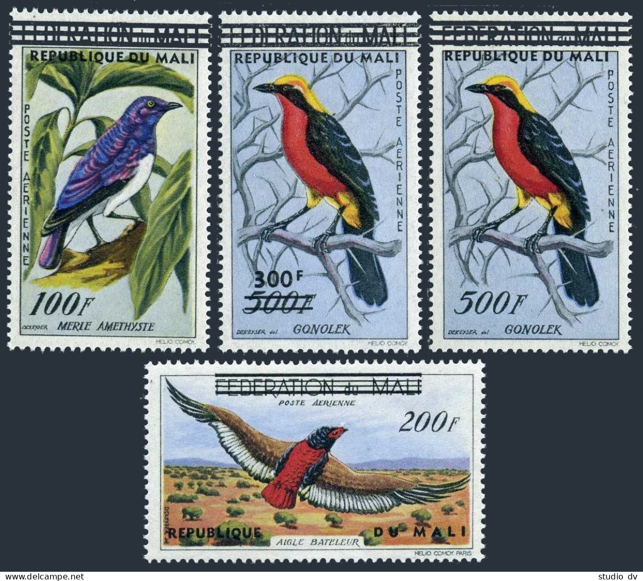 Mali C5-C8,MNH.Michel 14-17. Birds 1960:Starling,Bateleur Eagle,Shrike.REPUBLIC. - Mali (1959-...)