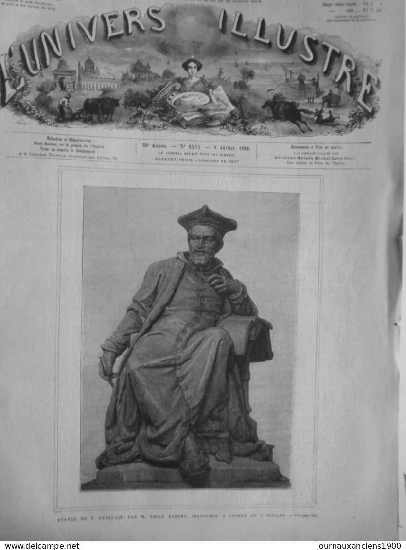 1882 RABELAIS GARGANTUA 9 JOURNAUX ANCIENS - Historical Documents