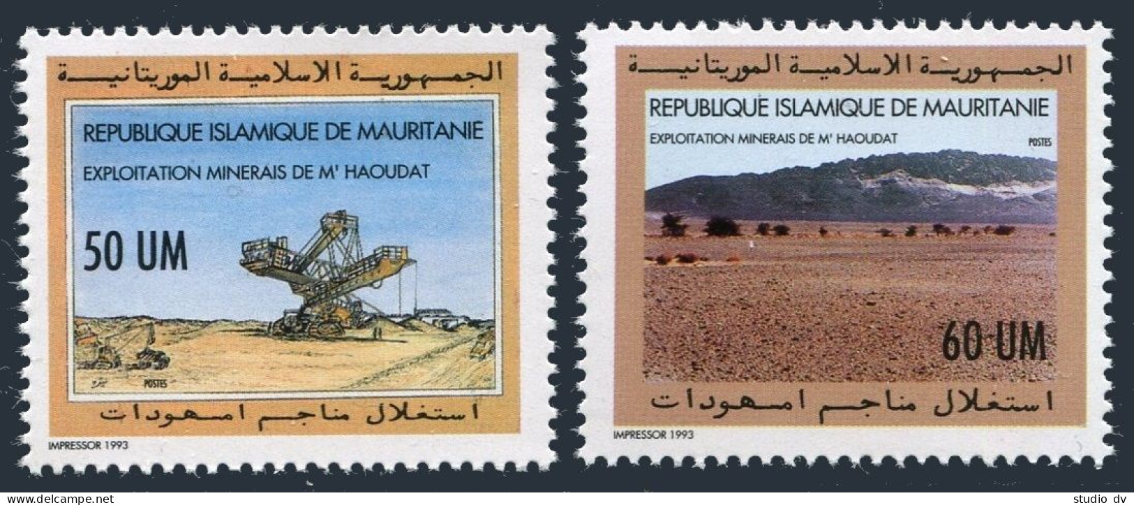 Mauritania 697-698, MNH. Mi . Mineral Exploration, M'Haoudat, 1993. Desert. - Mauretanien (1960-...)