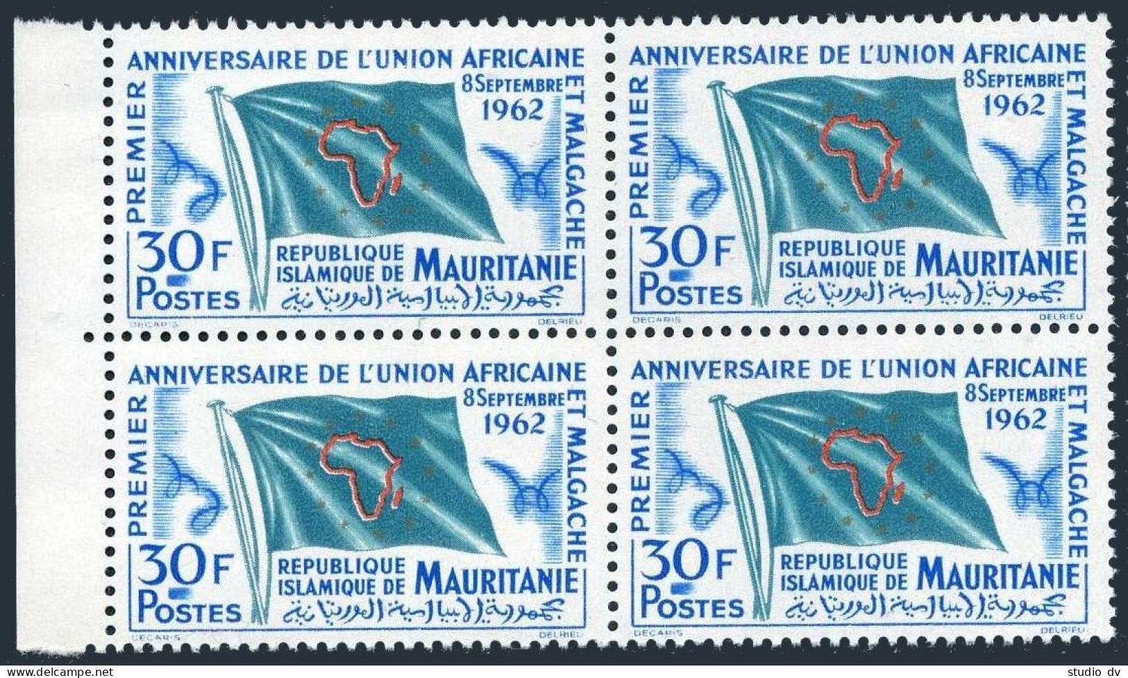 Mauritania 170 Block/4,MNH.Michel 194. African-Malagasy Union,1962.Flag.  - Mauritania (1960-...)