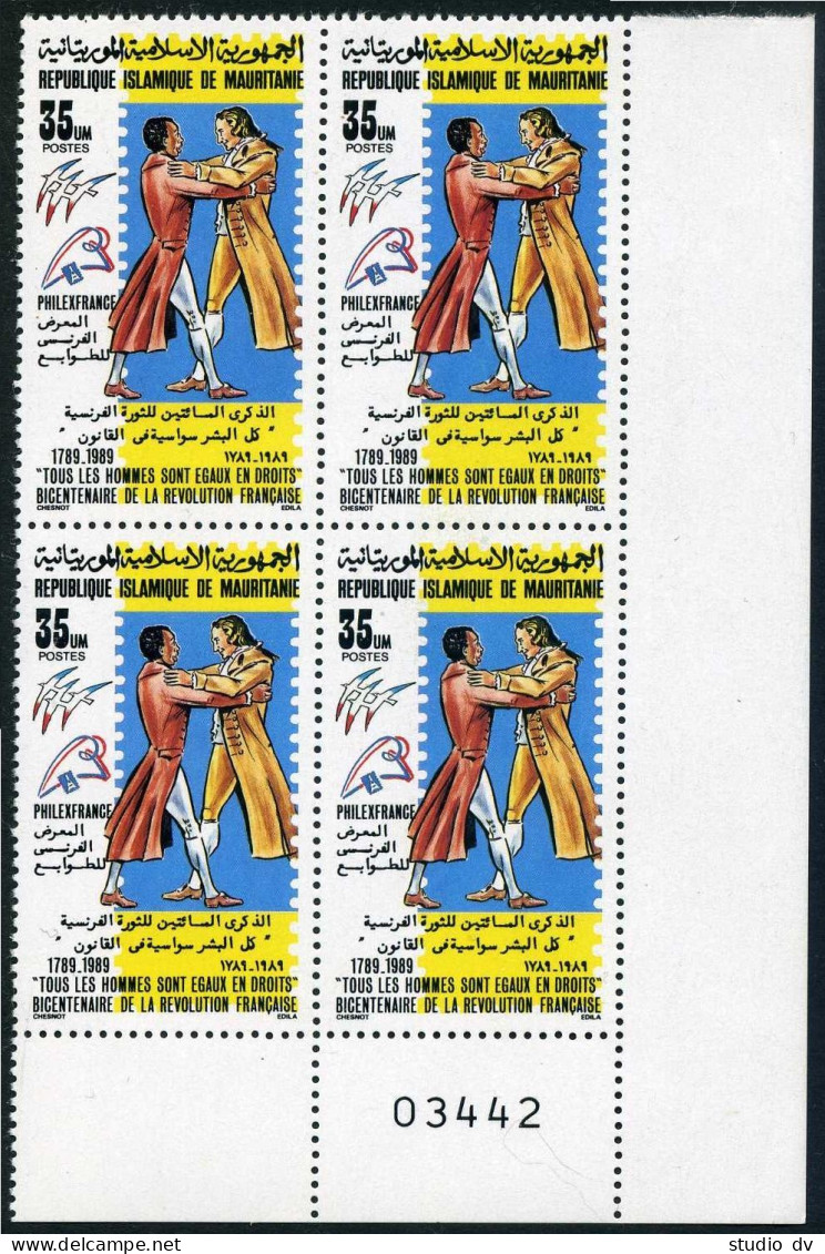 Mauritania 642 Block/4,MNH.Mi 955. French Revolution,200th Ann.PHILEXFRANCE-1989 - Mauritanië (1960-...)