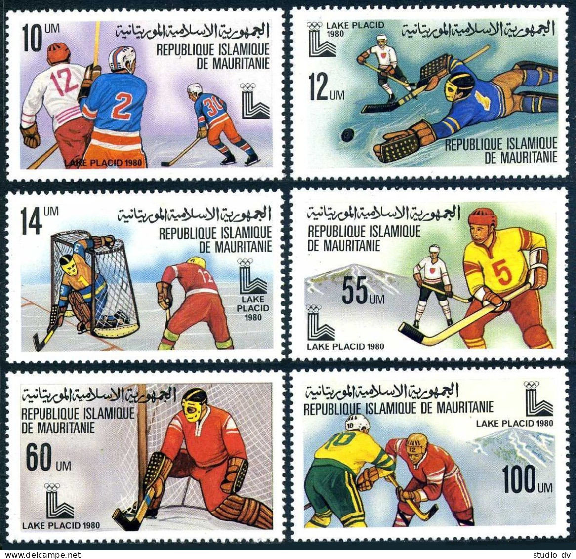 Mauritania 432-437, MNH. Michel 660-665. Olympics Lake Placid-1980. Ice Hockey. - Mauretanien (1960-...)