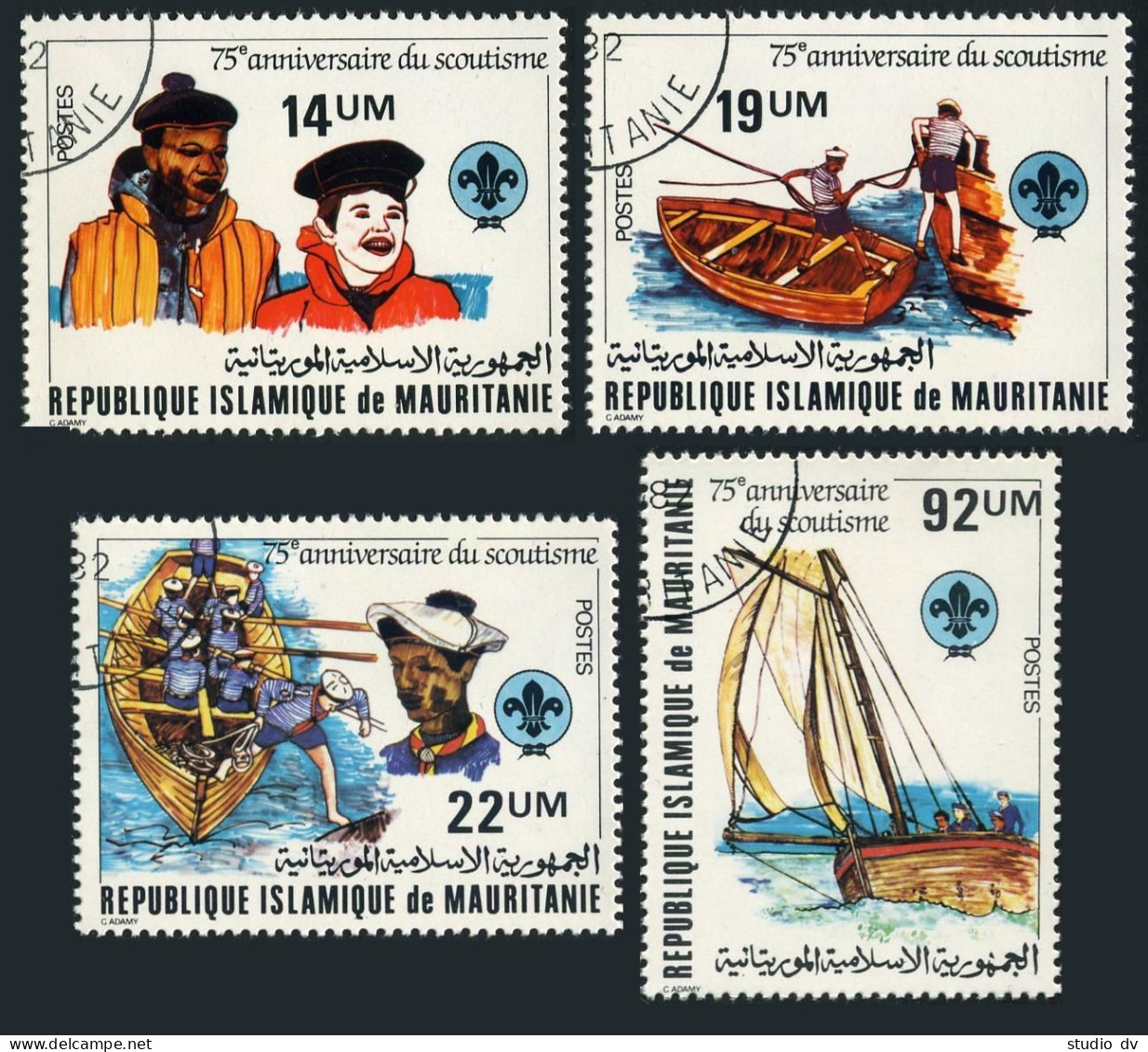 Mauritania 495-498,CTO.Michel 744-747. Scouting Year 1982.Boating Scenes. - Mauretanien (1960-...)