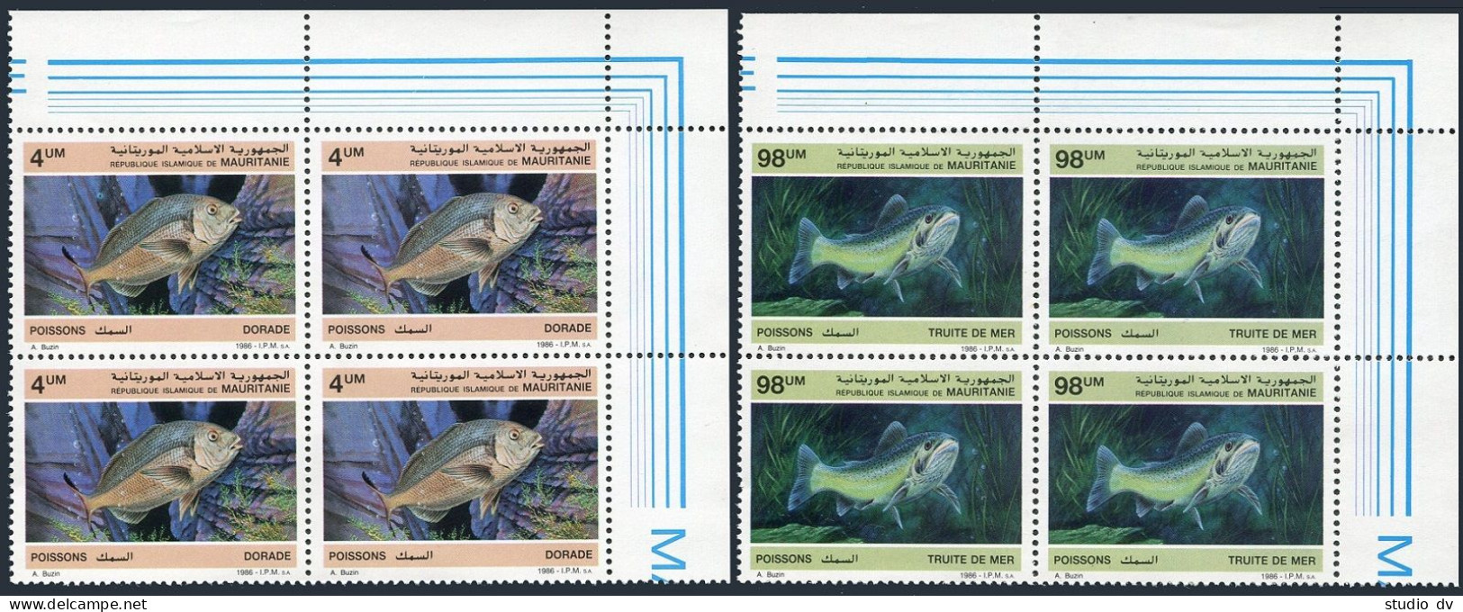 Mauritania 614-615 Blocks/4,MNH.Michel 899-900. Fish 1986. - Mauritania (1960-...)