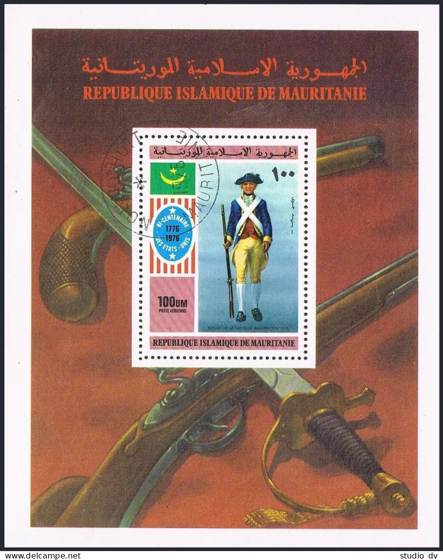 Mauritania C163, CTO. Michel 533 Bl.14. American Bicentennial, 1976. Uniforms. - Mauretanien (1960-...)