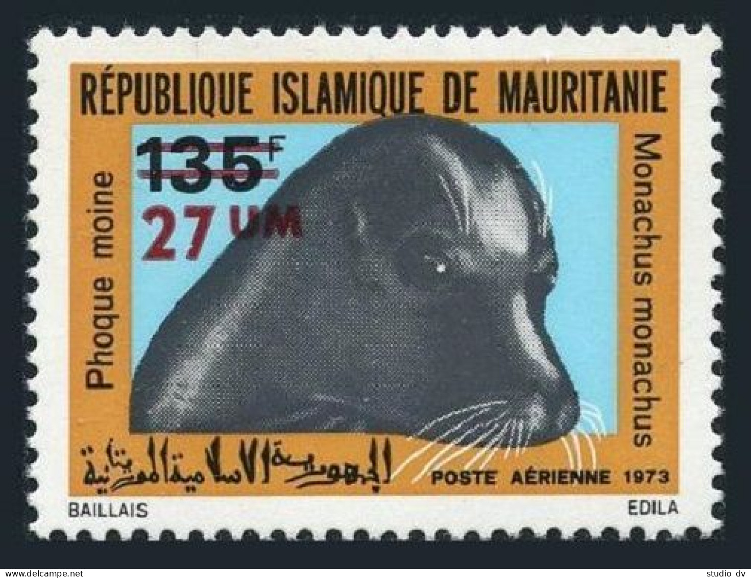 Mauritania C145,MNH.Michel 466. Mediterranean Monk Seal,pup.New Value.1973. - Mauritania (1960-...)