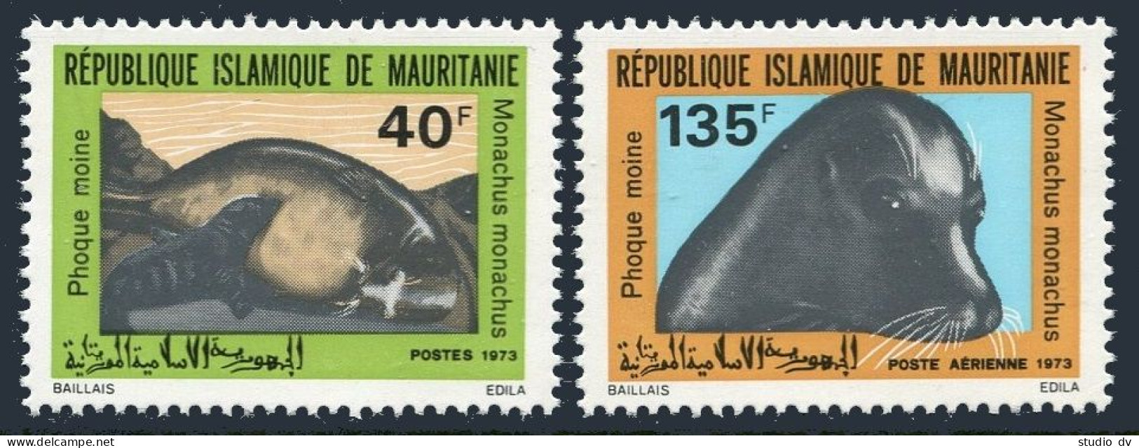 Mauritania 300,C130,MNH.Michel 450-451. Mediterranean Monk Seal,pup.1973. - Mauritania (1960-...)