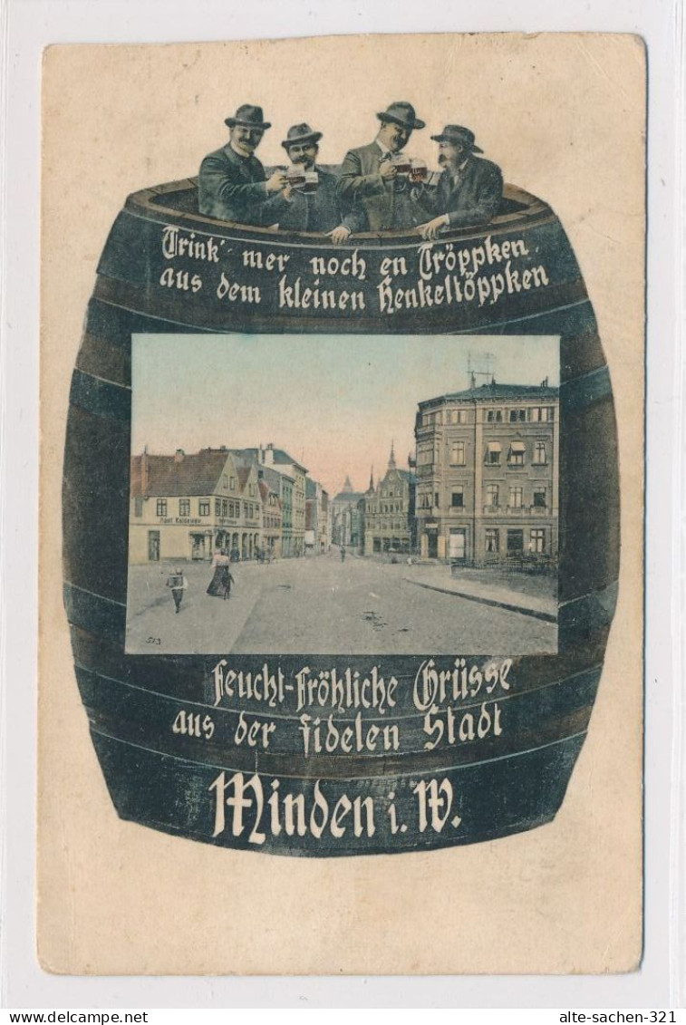 AK Um 1910 Humor-AK Bäckerstraße Bierfass Umtrunk Minden - Minden