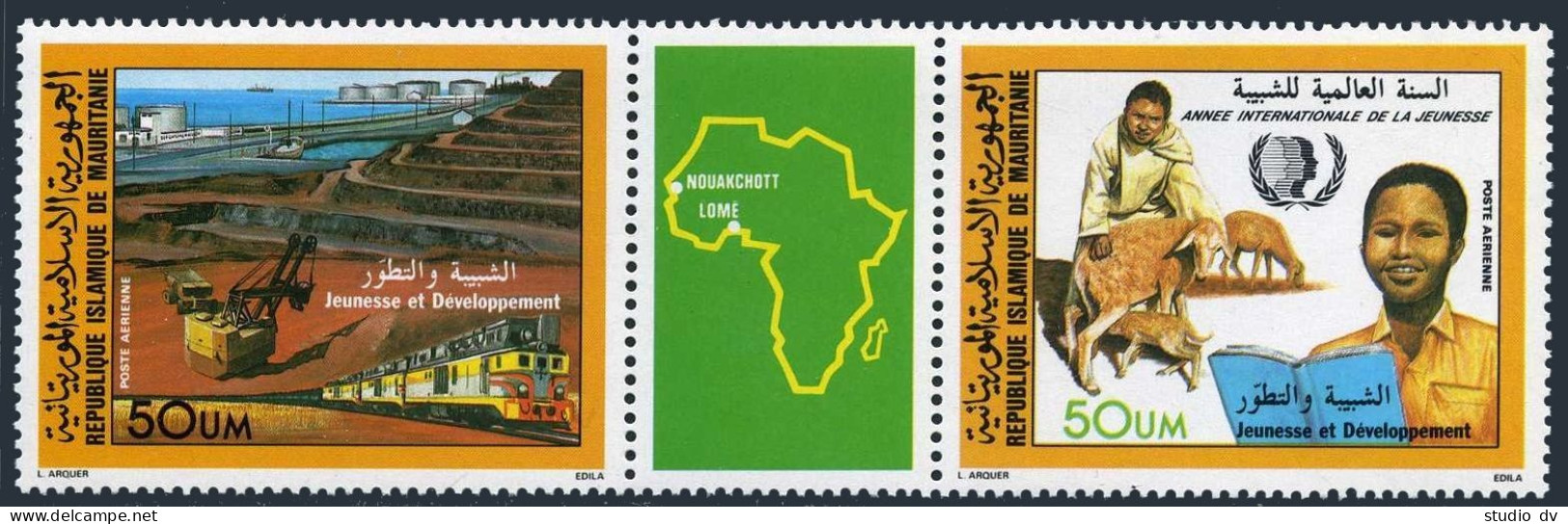 Mauritania C236-C237a, MNH. Mi 864-865. PhilEXPO-1985. IYY-1985.Iron Mine;Sheep. - Mauritanie (1960-...)