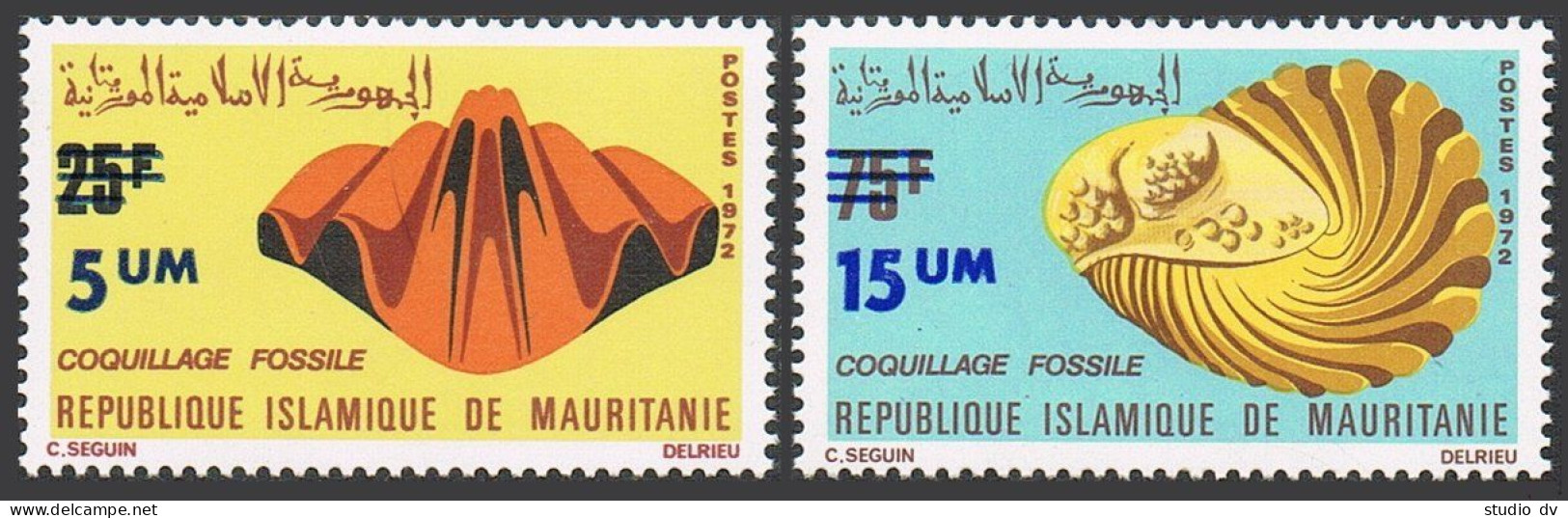 Mauritania 306,308, MNH. Mi 477-478. Fossil Shells,new Value. Spirifer, Phacops. - Mauritanie (1960-...)