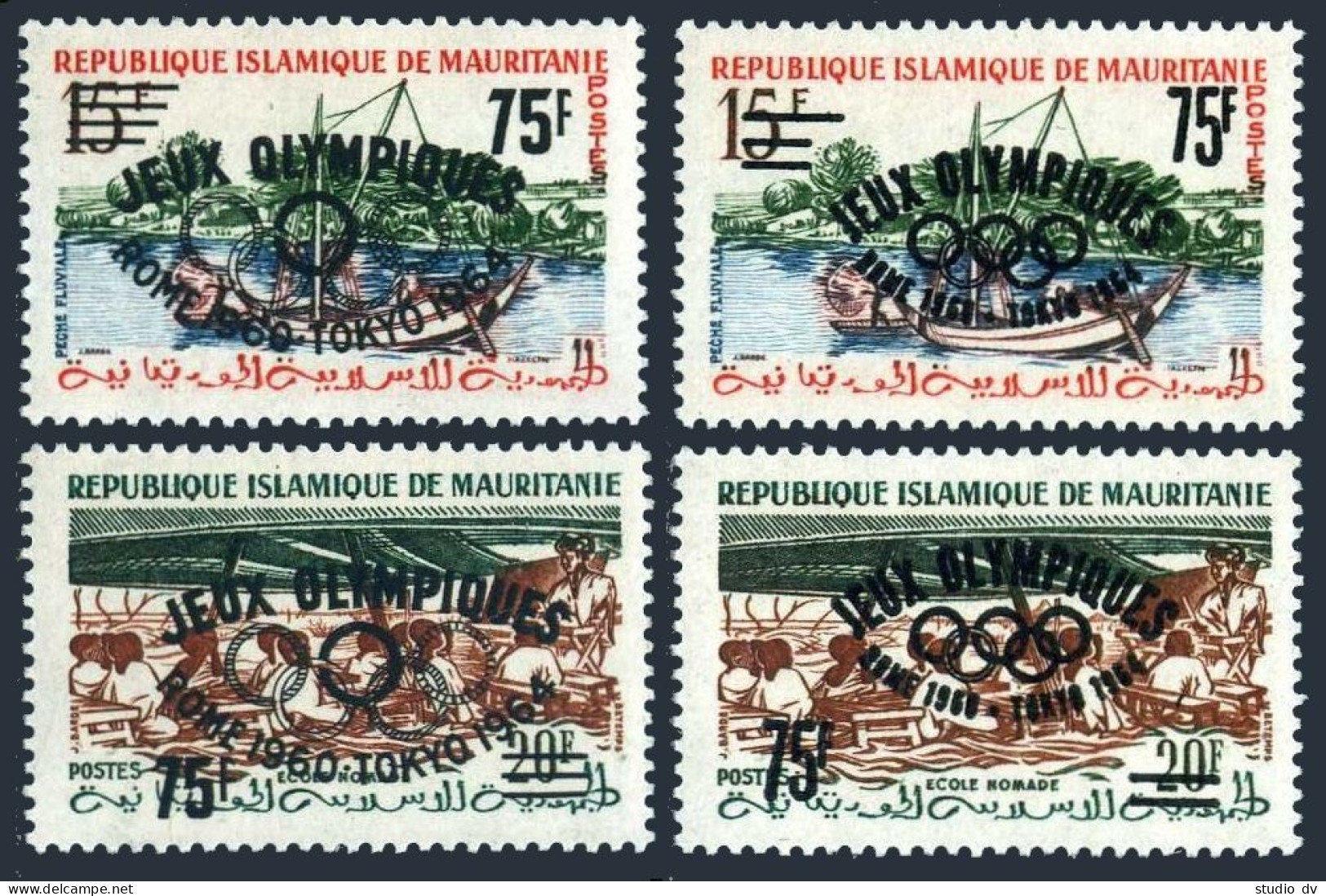 Mauritania 126-127 Var Type 1-2,MNH.Michel I-II Type I,II. Olympics Rome-1960. - Mauritania (1960-...)