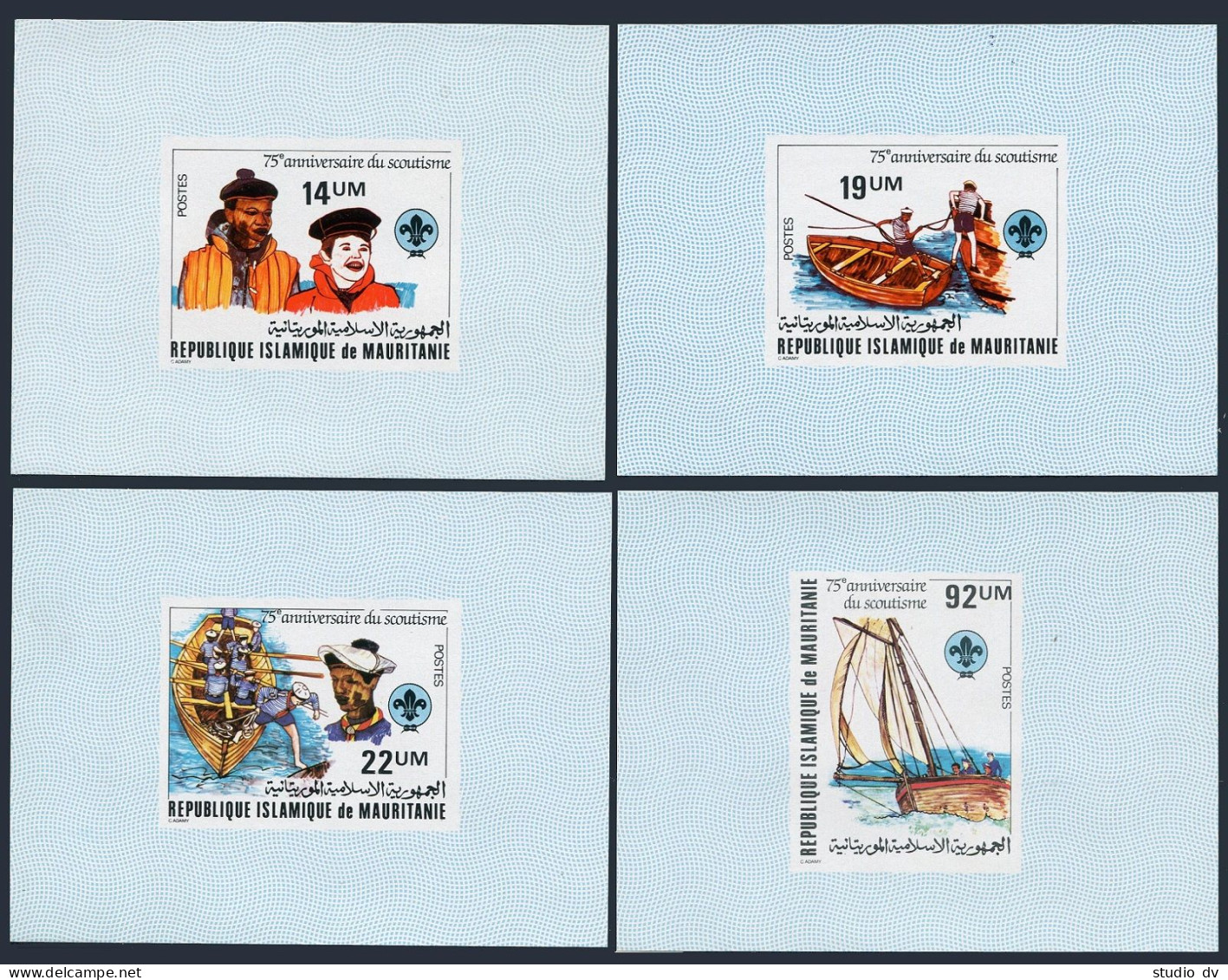 Mauritania 495-498 Deluxe Sheets, MNH. Mi A744-A747. Scouting-75, 1982. Boating, - Mauritanie (1960-...)