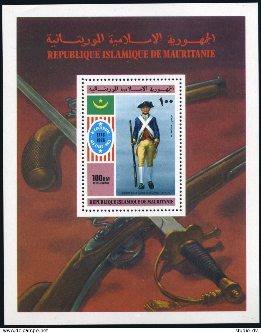 Mauritania C163, MNH. Michel 533 Bl.14. American Bicentennial, 1976. Uniforms. - Mauritanie (1960-...)