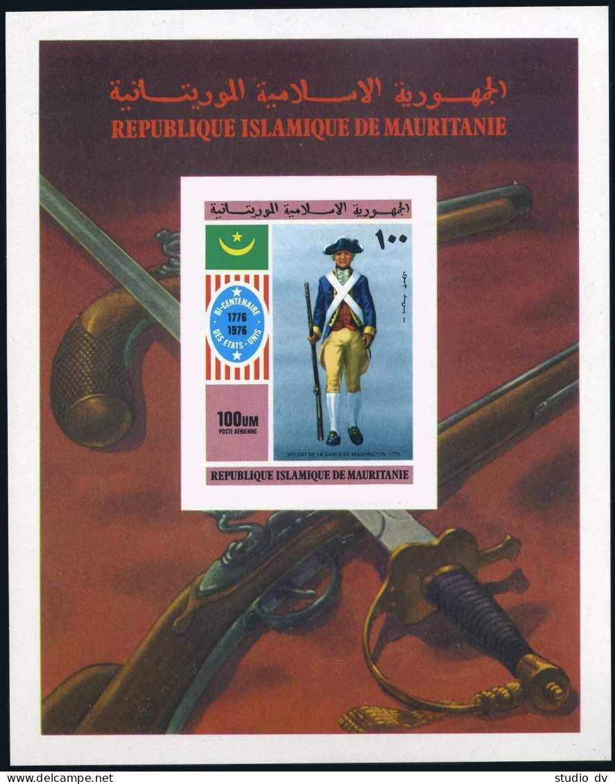 Mauritania C163 Imperf Sheet,MNH.Michel 533 Bl.14BB. USA-200,1976. Uniforms. - Mauritanie (1960-...)