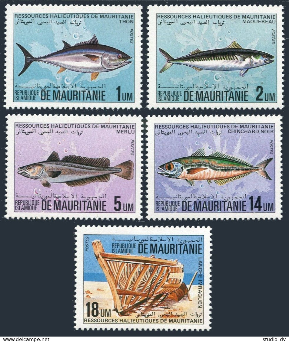 Mauritania 558-562, MNH. Mi 811-815. Fishing Industry,1984. Fish, Boat Building. - Mauritania (1960-...)