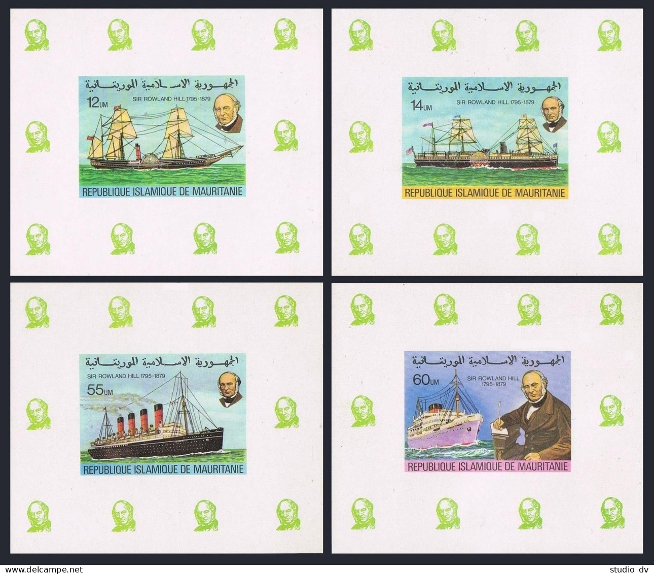 Mauritania 415-418 Deluxe,MNH.Michel A636-A639. Sir Rowland Hill,1979.Ships. - Mauritania (1960-...)